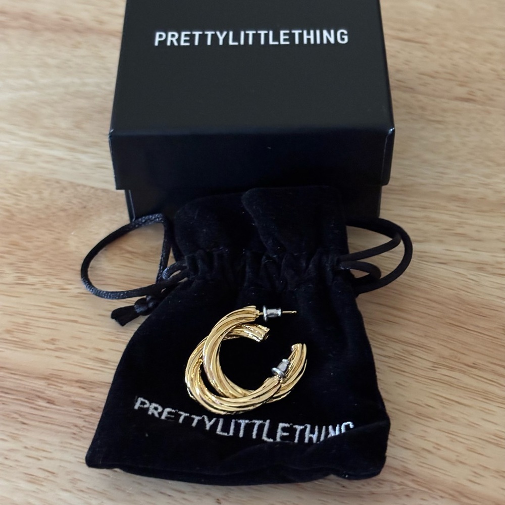 PrettyLittleThing Textured Gold Earrings